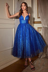 Load image into Gallery viewer, LA Merchandise LARCD996T Dual Straps Glitter A-line Vintage Dress - ROYAL BLUE - Dress LA Merchandise