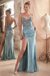 Load image into Gallery viewer, LA Merchandise LARCDS439 Spaghetti Straps Bustier Glitter Prom Gown - DUSTY BLUE - Dress LA Merchandise