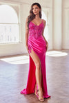 Load image into Gallery viewer, LA Merchandise LARCDS439 Spaghetti Straps Bustier Glitter Prom Gown - FUCHSIA - Dress LA Merchandise