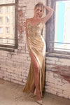 Load image into Gallery viewer, LA Merchandise LARCDS439 Spaghetti Straps Bustier Glitter Prom Gown - GOLD - Dress LA Merchandise