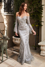 Load image into Gallery viewer, LA Merchandise LAR319 Silver Long Bell Sleeves Special Occasion Gown - SILVER - Dress LA Merchandise