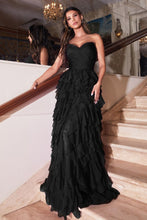 Load image into Gallery viewer, LA Merchandise LAR0027 Strapless Ruffle Pleated Long Prom Dress - BLACK - Dress LA Merchandise