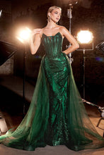 Load image into Gallery viewer, LA Merchandise LARJ858 Corset Bodice Strapless Pageant Formal Gown - EMERLAD - Dress LA Merchandise