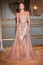 Load image into Gallery viewer, LA Merchandise LARJ858 Corset Bodice Strapless Pageant Formal Gown - ROSE GOLD - Dress LA Merchandise