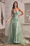 Load image into Gallery viewer, LA Merchandise LARJ858 Corset Bodice Strapless Pageant Formal Gown - SAGE - Dress LA Merchandise