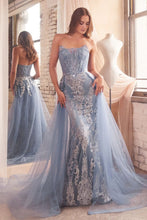 Load image into Gallery viewer, LA Merchandise LARJ858 Corset Bodice Strapless Pageant Formal Gown - SMOKY BLUE DUSTY BLUE - Dress LA Merchandise