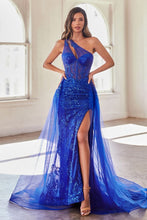 Load image into Gallery viewer, LA Merchandise LARJ869 One Shoulder Overlay Skirt Prom Evening Gown - ROYAL BLUE - Dress LA Merchandise