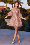 Load image into Gallery viewer, LA Merchandise LARKV1089 Detachable Sleeves Short Homecoming Dress - Blush - Dress LA Merchandise