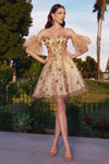 Load image into Gallery viewer, LA Merchandise LARKV1089 Detachable Sleeves Short Homecoming Dress - Champagne - Dress LA Merchandise