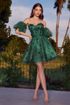 Load image into Gallery viewer, LA Merchandise LARKV1089 Detachable Sleeves Short Homecoming Dress - Emerald Green - Dress LA Merchandise
