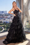 Load image into Gallery viewer, LA Merchandise LARKV1108 Sparkly Sequin Ruffled A-Line Gala Ball Gown - BLACK - Dress LA Merchandise