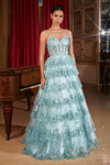 Load image into Gallery viewer, LA Merchandise LARKV1108 Sparkly Sequin Ruffled A-Line Gala Ball Gown - BLUE - Dress LA Merchandise