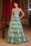 Load image into Gallery viewer, LA Merchandise LARKV1108 Sparkly Sequin Ruffled A-Line Gala Ball Gown - SAGE - Dress LA Merchandise