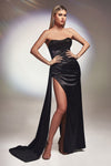 Load image into Gallery viewer, LA Merchandise LARS411 Strapless Satin Prom Gown - BLACK - Dress LA Merchandise