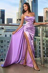 Load image into Gallery viewer, LA Merchandise LARS411 Strapless Satin Prom Gown - LAVENDER - Dress LA Merchandise
