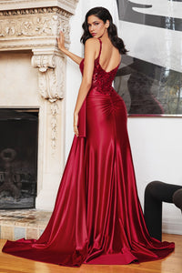 LA Merchandise LARS418 Sexy Corset Red Carpet Side Drape Slit Gown - - Dress LA Merchandise