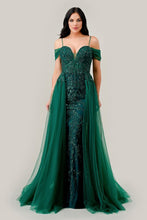 Load image into Gallery viewer, LA Merchandise LARSF009 Tulle Overskirt Evening Mother of Bride Gown - EMERALD GREEN - Dress LA Merchandise