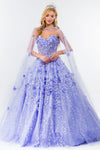 Load image into Gallery viewer, LA Merchandise LAS1939 3D Floral Applique Quince Ball Gown w/ Hooded Mesh Cloak - LILAC - Dress LA Merchandise