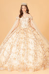Load image into Gallery viewer, LA Merchandise LAS1970 3D Floral Applique Off Shoulder Ball 15 Gown - CHAMPAGNE - LA Merchandise