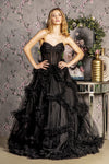 Load image into Gallery viewer, LA Merchandise LAS3455 Sweetheart Ruffled A-line Pageant Formal Gown - BLACK - Dress LA Merchandise