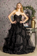 Load image into Gallery viewer, LA Merchandise LAS3455 Sweetheart Ruffled A-line Pageant Formal Gown - BLACK - Dress LA Merchandise