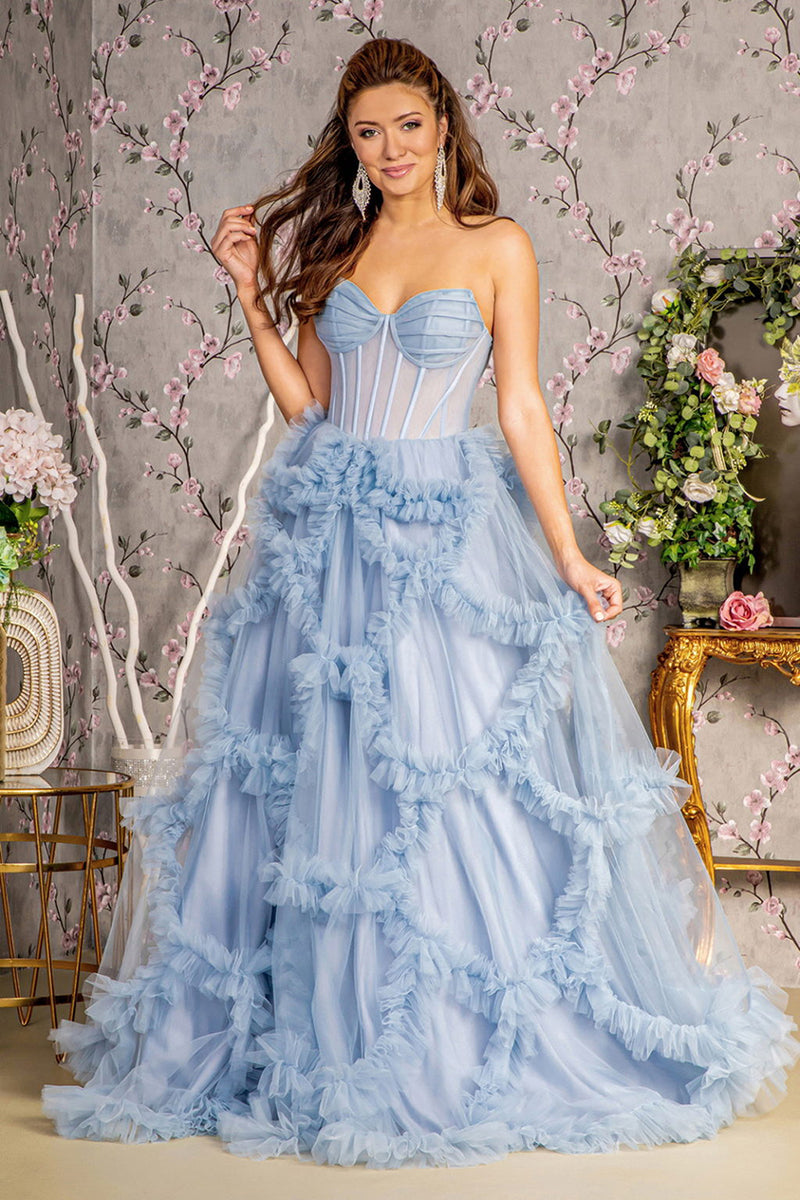 LA Merchandise LAS3455 Sweetheart Ruffled A-line Pageant Formal Gown ...