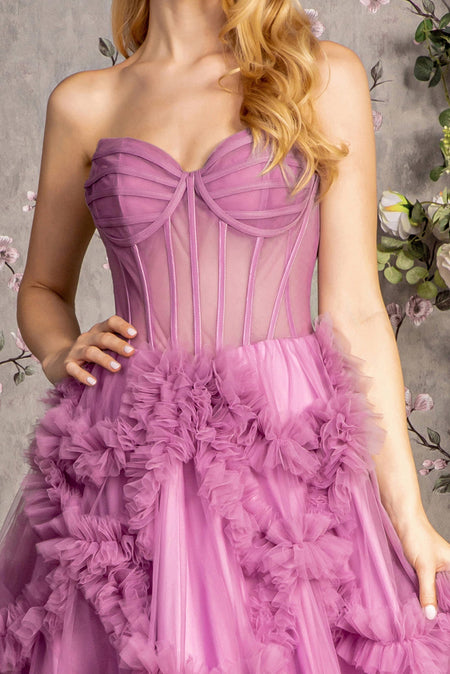LA Merchandise LAS3455 Sweetheart Ruffled A-line Pageant Formal Gown - - Dress LA Merchandise