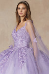 Load image into Gallery viewer, LA Merchandise LAT1442 Detachable Cape Embroidery Ball Quince Dress - - LA Merchandise