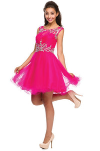 LA Merchandise LAT742 Sleeveless Demure Homecoming Cocktail Dress - - Formal Dress Shops