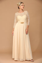 Load image into Gallery viewer, LA Merchandise LAV3227 Modest Lace Long Sleeve MOB Chiffon Gown - CHAMPAGNE - Dress LA Merchandise