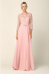 Load image into Gallery viewer, LA Merchandise LAV3227 Modest Lace Long Sleeve MOB Chiffon Gown - DUSTY ROSE - Dress LA Merchandise