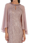Load image into Gallery viewer, LA Merchandise LAV3276 Cape Sequin Evening Lace Dress - - Dress LA Merchandise