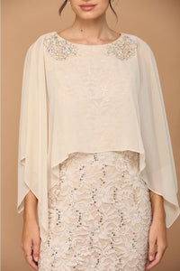 LA Merchandise LAV3296 Short Mother of Bride Knee Length Lace Dress - - Dress LA Merchandise