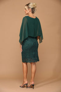 LA Merchandise LAV3296 Short Mother of Bride Knee Length Lace Dress - - Dress LA Merchandise
