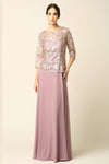 Load image into Gallery viewer, LA Merchandise LAV3377 Metallic Embroidered A-Line Formal Dress - MAUVE - Dress LA Merchandise