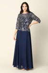 Load image into Gallery viewer, LA Merchandise LAV3377 Metallic Embroidered A-Line Formal Dress - NAVY BLUE - Dress LA Merchandise
