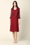 Load image into Gallery viewer, LA Merchandise LAV3385 2 Piece Sequin Short MOB Jacket Dress - BURGUNDY - Dress LAV