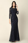 Load image into Gallery viewer, LA Merchandise LAV3397 Ruched Detail Formal Evening Dress - NAVY - Dress LAV