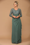 Load image into Gallery viewer, LA Merchandise LAV3451 Mother of the Bride Lace Long Gown - DARK SAGE GREEN - Dress LAV