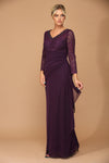 Load image into Gallery viewer, LA Merchandise LAV3451 Mother of the Bride Lace Long Gown - PLUM - Dress LAV