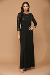 Load image into Gallery viewer, LA Merchandise LAV3453 Lace Mother of the Bride Long Sleeve Gown - BLACK - Dress LA Merchandise