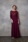 Load image into Gallery viewer, LA Merchandise LAV3453 Lace Mother of the Bride Long Sleeve Gown - BURGUNDY - Dress LA Merchandise