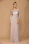 Load image into Gallery viewer, LA Merchandise LAV3453 Lace Mother of the Bride Long Sleeve Gown - MOCHA - Dress LA Merchandise