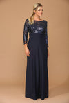 Load image into Gallery viewer, LA Merchandise LAV3453 Lace Mother of the Bride Long Sleeve Gown - NAVY - Dress LA Merchandise