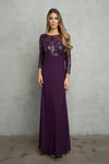 Load image into Gallery viewer, LA Merchandise LAV3453 Lace Mother of the Bride Long Sleeve Gown - PLUM - Dress LA Merchandise