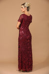 Load image into Gallery viewer, LA Merchandise LAV3456 Short Sleeve Mother of the Bride Sequin Gown - - Dress LA Merchandise