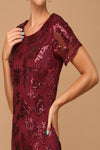 Load image into Gallery viewer, LA Merchandise LAV3456 Short Sleeve Mother of the Bride Sequin Gown - - Dress LA Merchandise