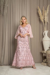 Load image into Gallery viewer, LA Merchandise LAV5255 Cape Overlay Embellished MOB Evening Gown - DUSTY ROSE - Dress LA Merchandise