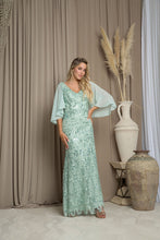 Load image into Gallery viewer, LA Merchandise LAV5255 Cape Overlay Embellished MOB Evening Gown - SAGE - Dress LA Merchandise