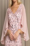 Load image into Gallery viewer, LA Merchandise LAV5255 Cape Overlay Embellished MOB Evening Gown - - Dress LA Merchandise